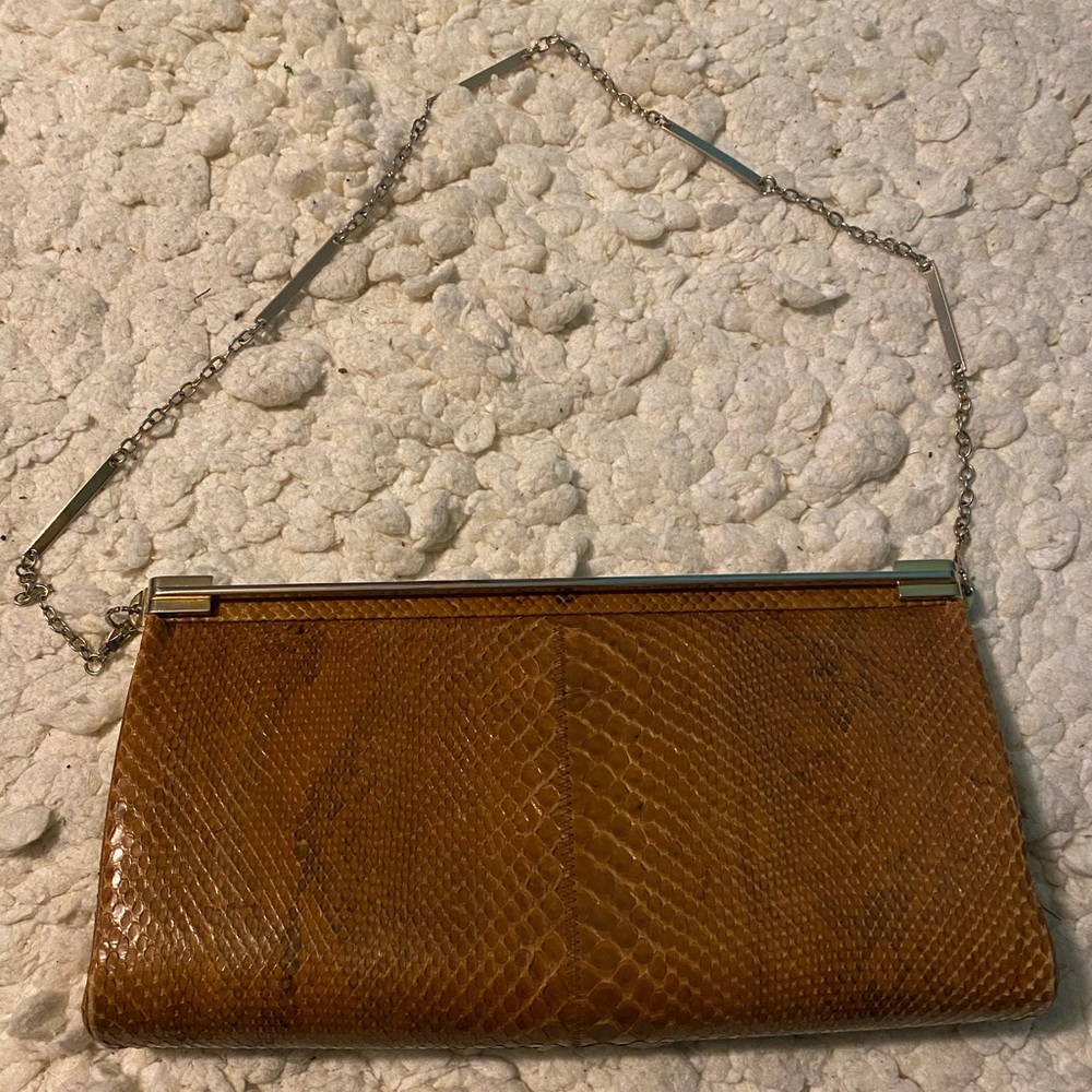 Vintage 70s genuine snake clutch